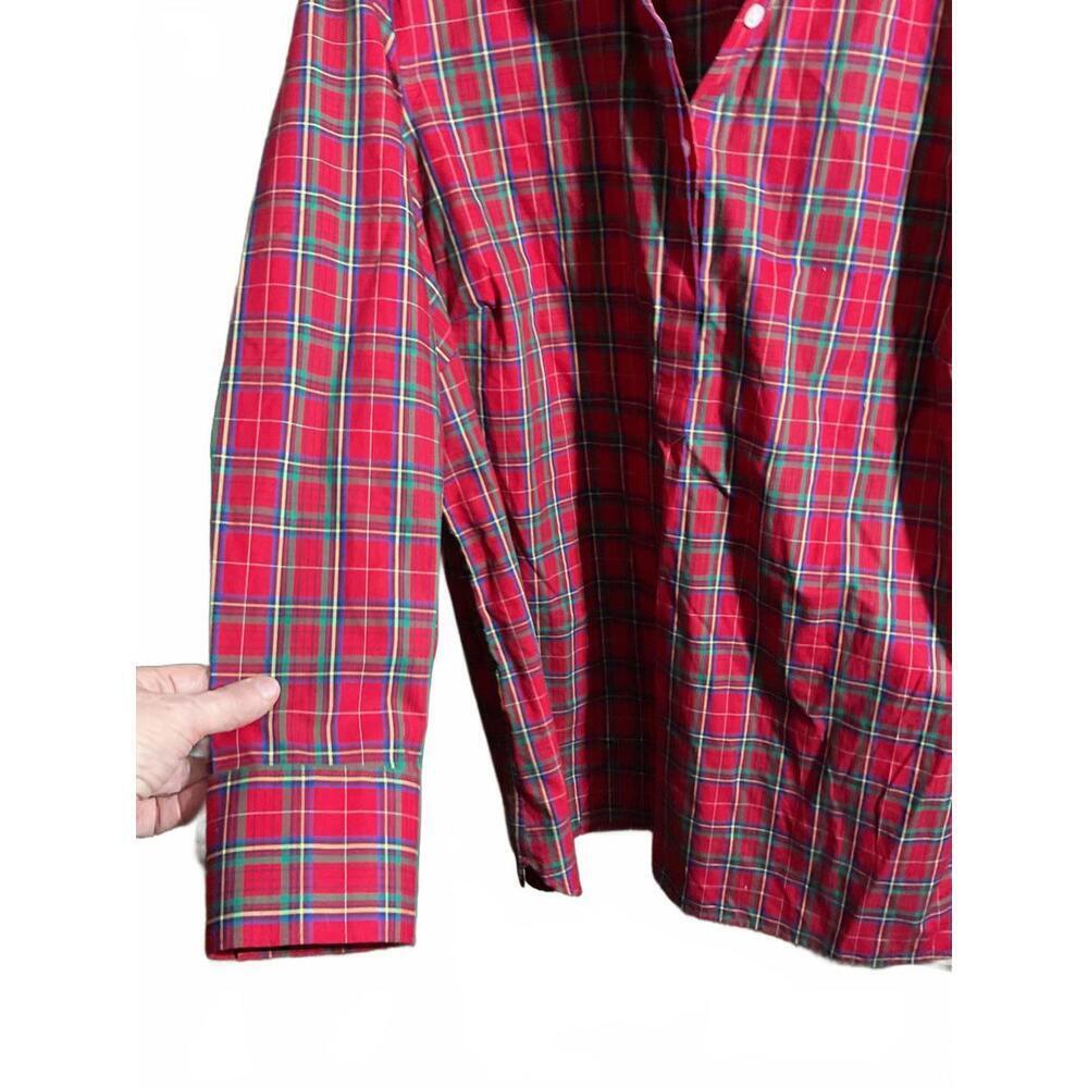 Lands' End Red Plaid No Iron Supima 1/4 button Tunic 20 Womans Pullover - Picture 6 of 9